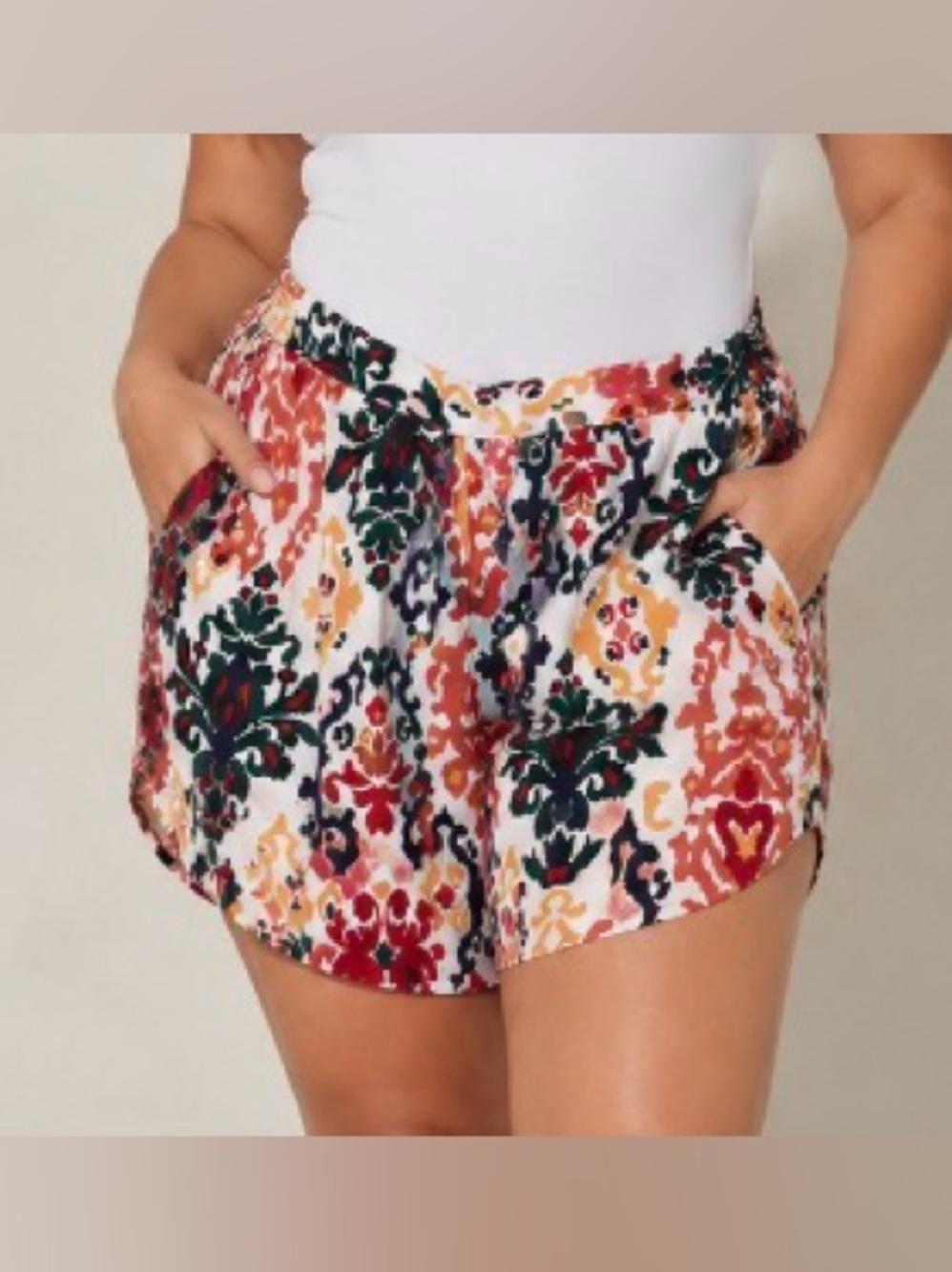 CURVY GIRL Colorful High Rise Boho Light Weight Shorts Size 1X NWT